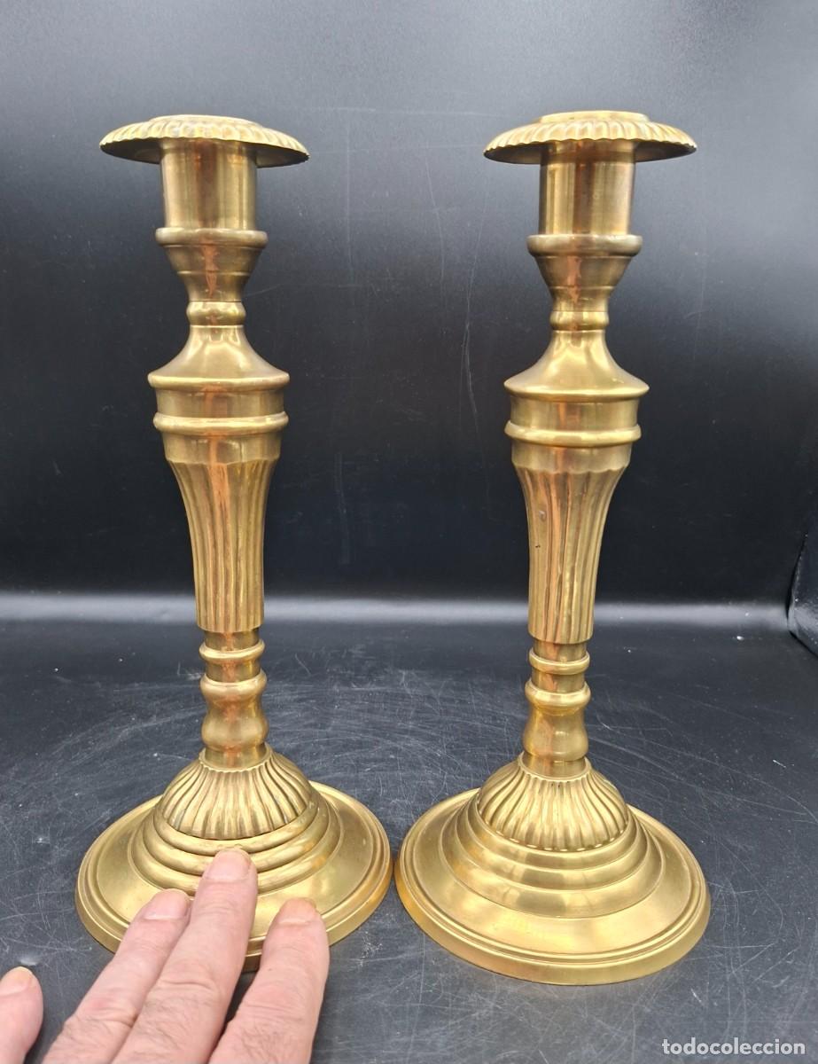 Vintage: PAREJA DE CANDELABROS EN BRONCE ESTILO LUIS XVI - Foto 8
