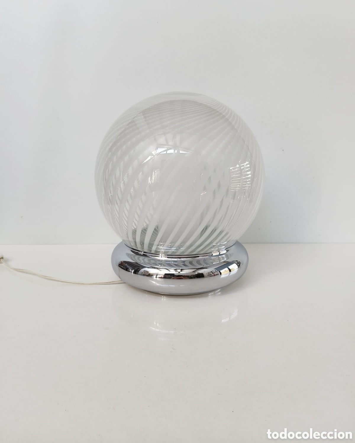 Vintage: LAMPARA GRANDE MURANO SOBREMESA A&Ntilde;OS 60 70 // CRISTAL ESPIRAL DOBLE TULIPA VINTAGE SPACE AGE MODERN