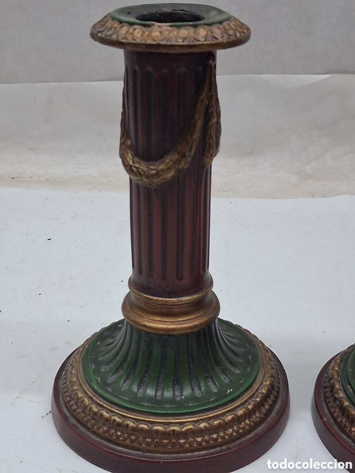 Vintage: pareja candelabros resina - Foto 2