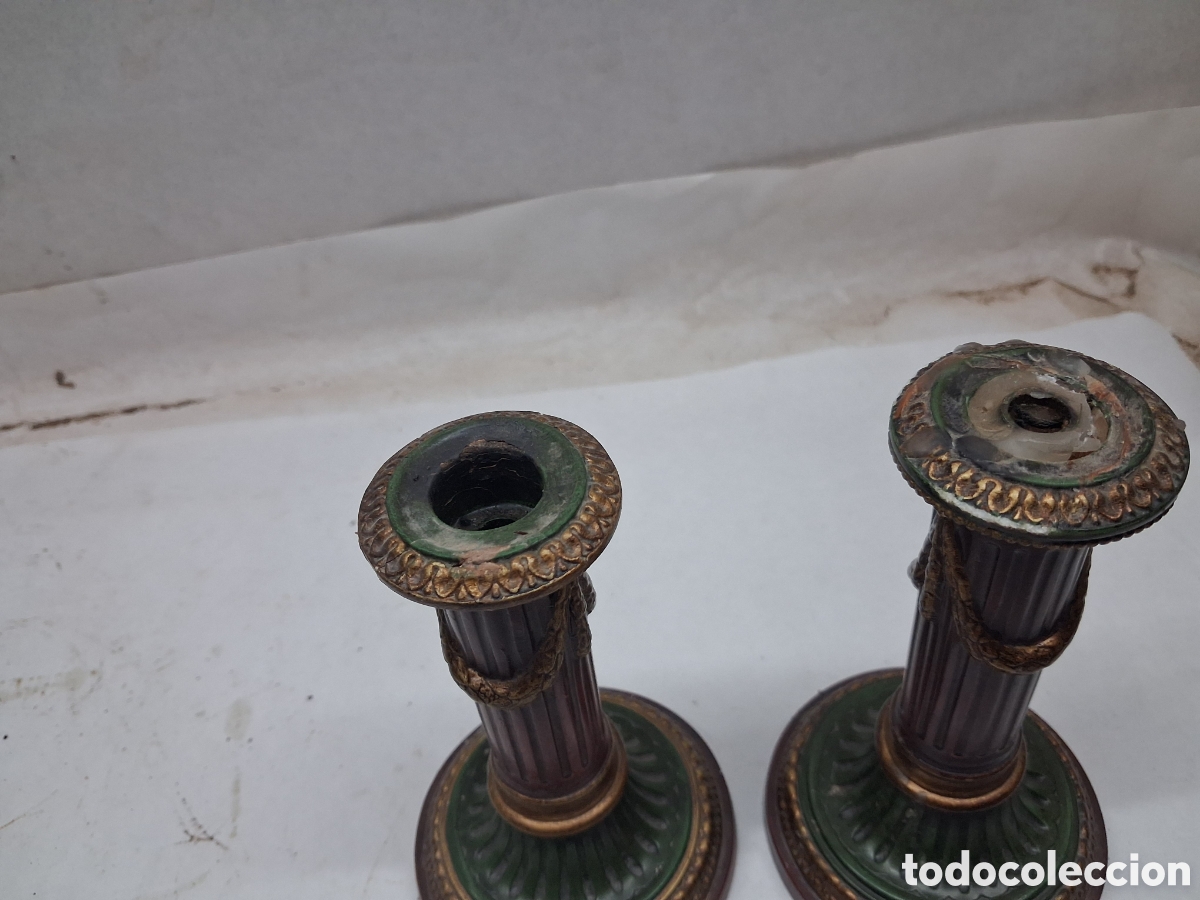 Vintage: pareja candelabros resina - Foto 5