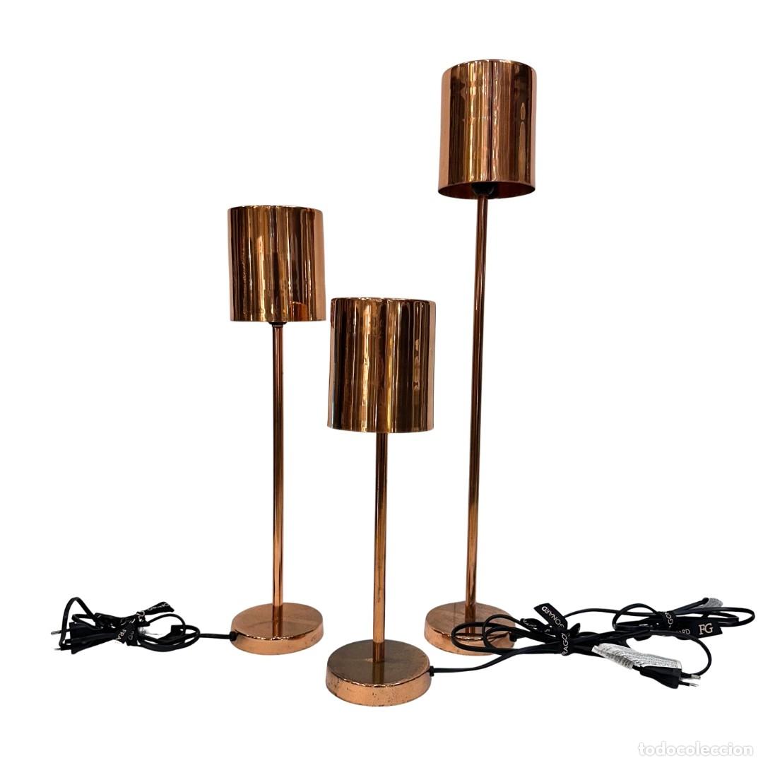 Vintage: (3) Juego de l&aacute;mparas, cobre, estilo Mid-century, 2000&rsquo;s - Francia