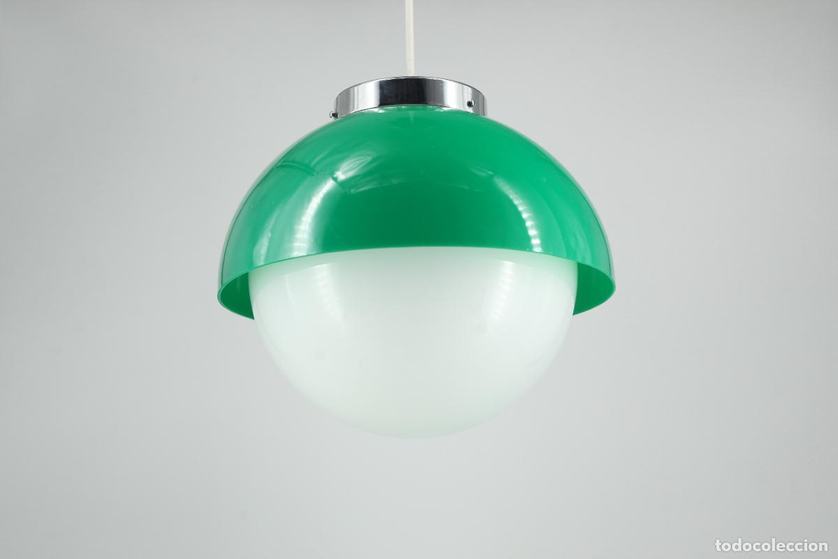 Vintage: lampara techo vintage pl&aacute;stico plastico verde blanco seta retro a&ntilde;os 70 space age