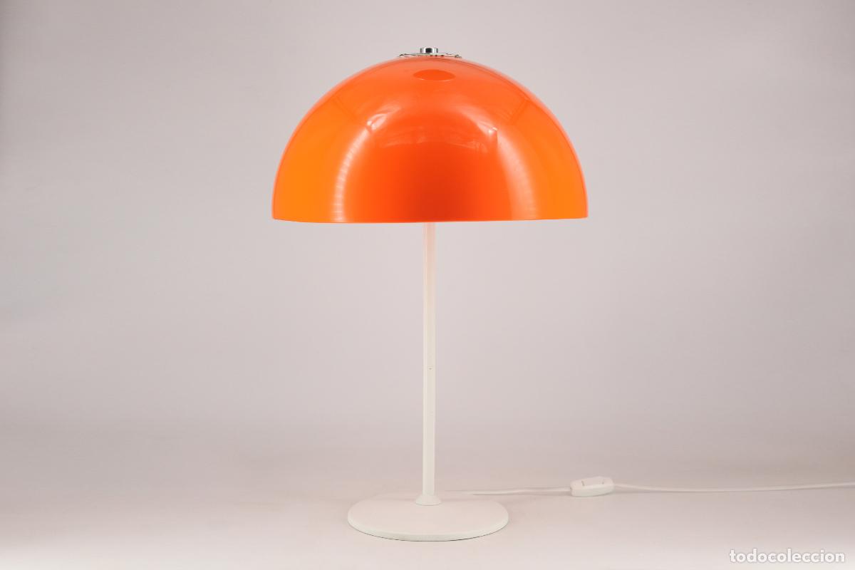 Vintage: Lampara TRAMO seta 04.05 blanco naranja Miguel Mil&aacute; vintage retro space age Espa&ntilde;a 70's