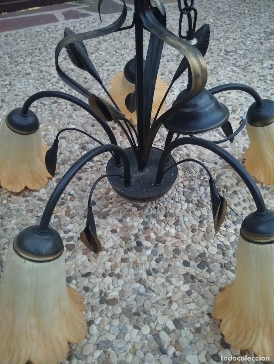 Vintage: Lampara retro de forja con tulipanes - Foto 2