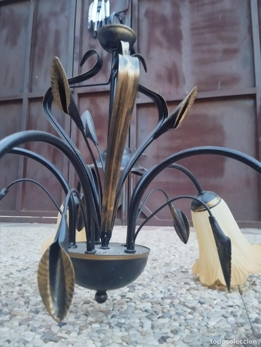 Vintage: Lampara retro de forja con tulipanes - Foto 4