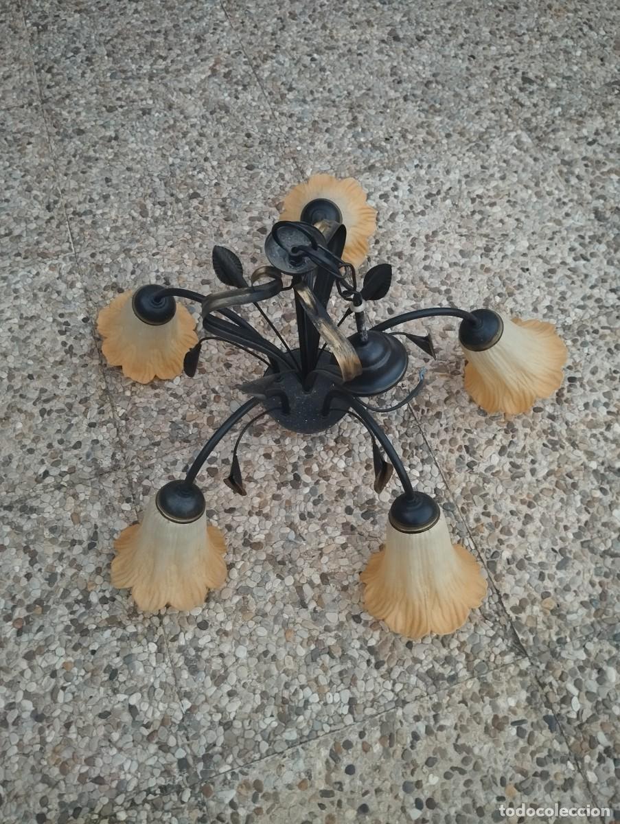 Vintage: Lampara retro de forja con tulipanes - Foto 5