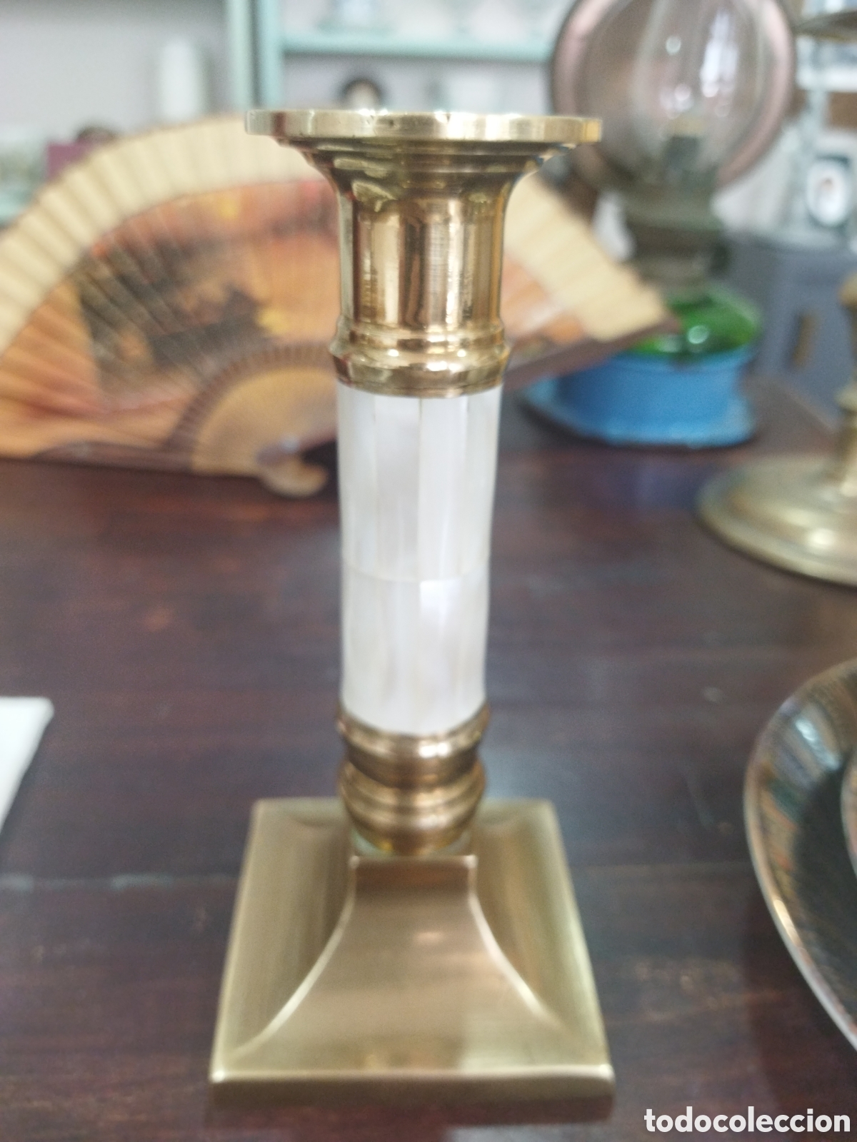 Vintage: Portavelas bronze nacar