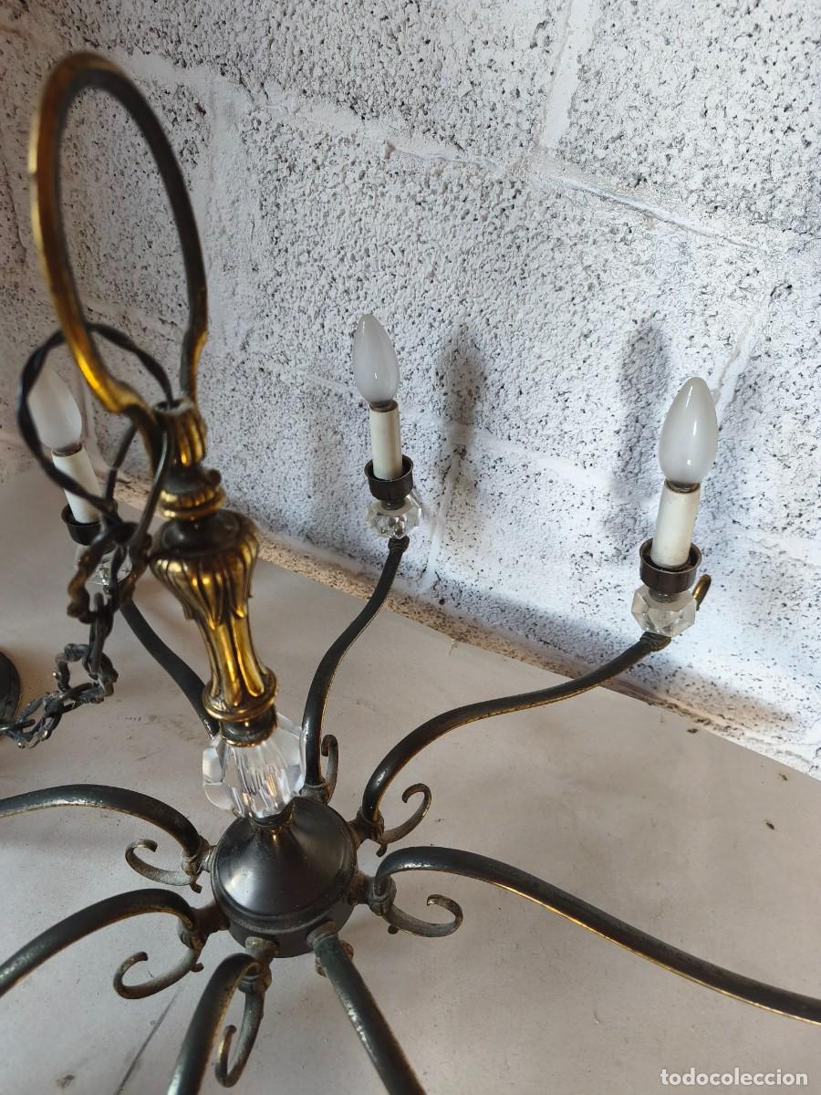 Vintage: LAMPARA ANTIGUA laton y cristal