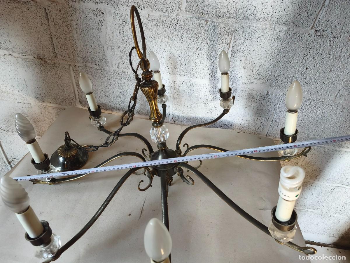 Vintage: LAMPARA ANTIGUA laton y cristal - Foto 2