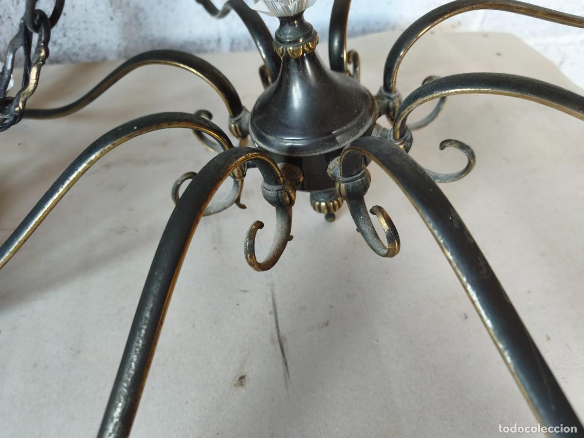 Vintage: LAMPARA ANTIGUA laton y cristal - Foto 4