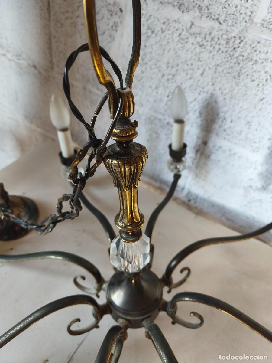 Vintage: LAMPARA ANTIGUA laton y cristal - Foto 6