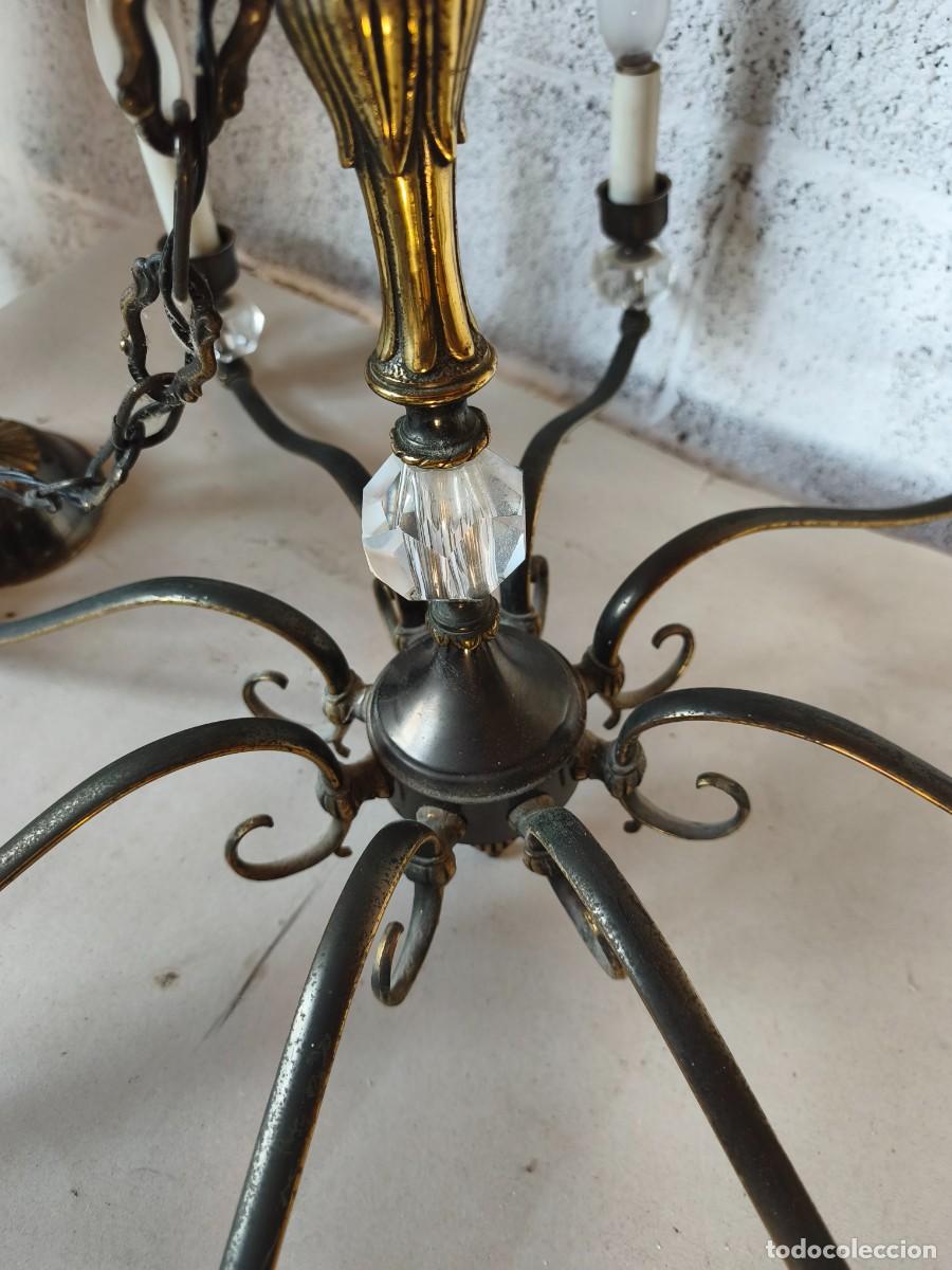 Vintage: LAMPARA ANTIGUA laton y cristal - Foto 8