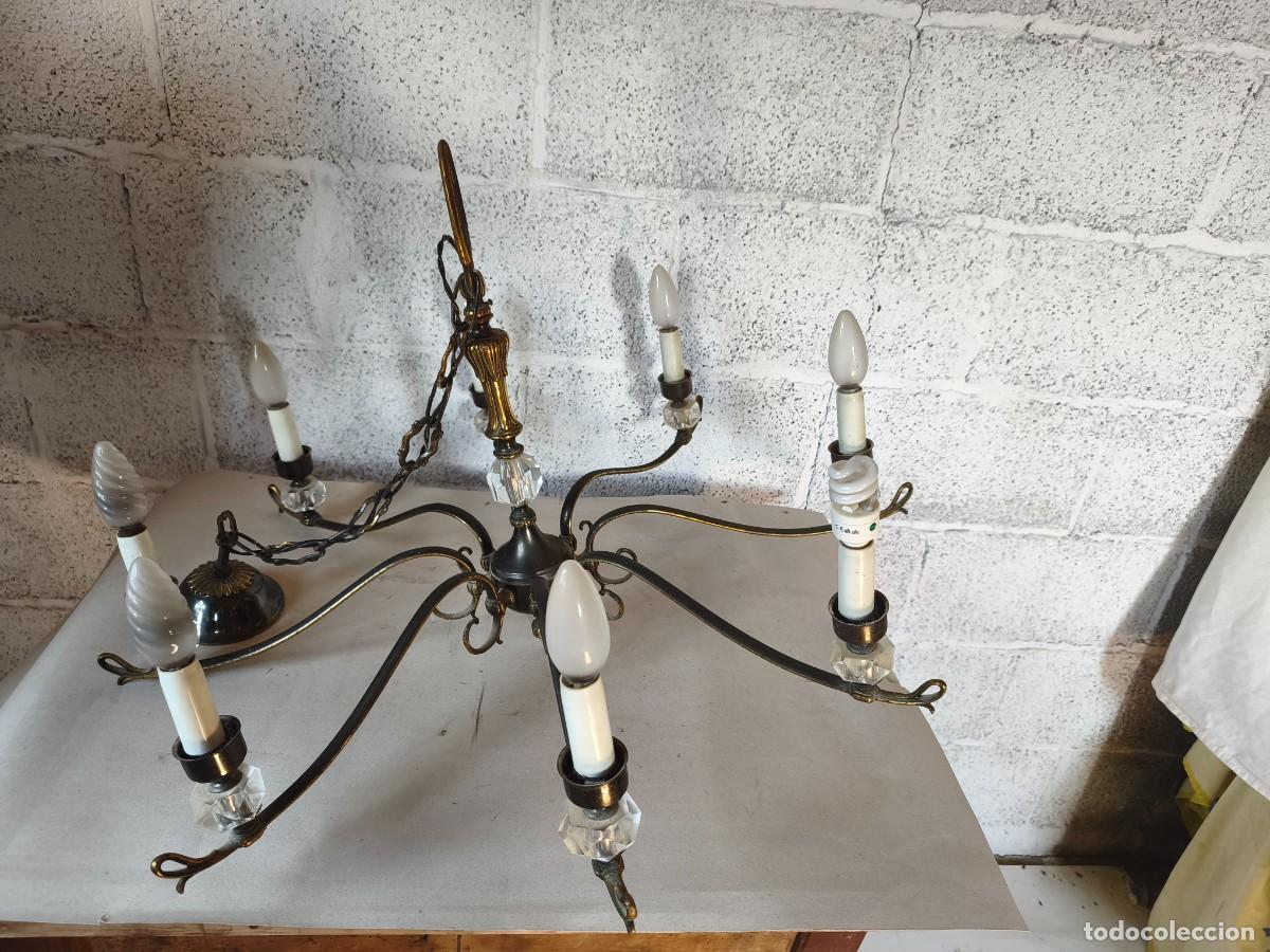 Vintage: LAMPARA ANTIGUA laton y cristal - Foto 11