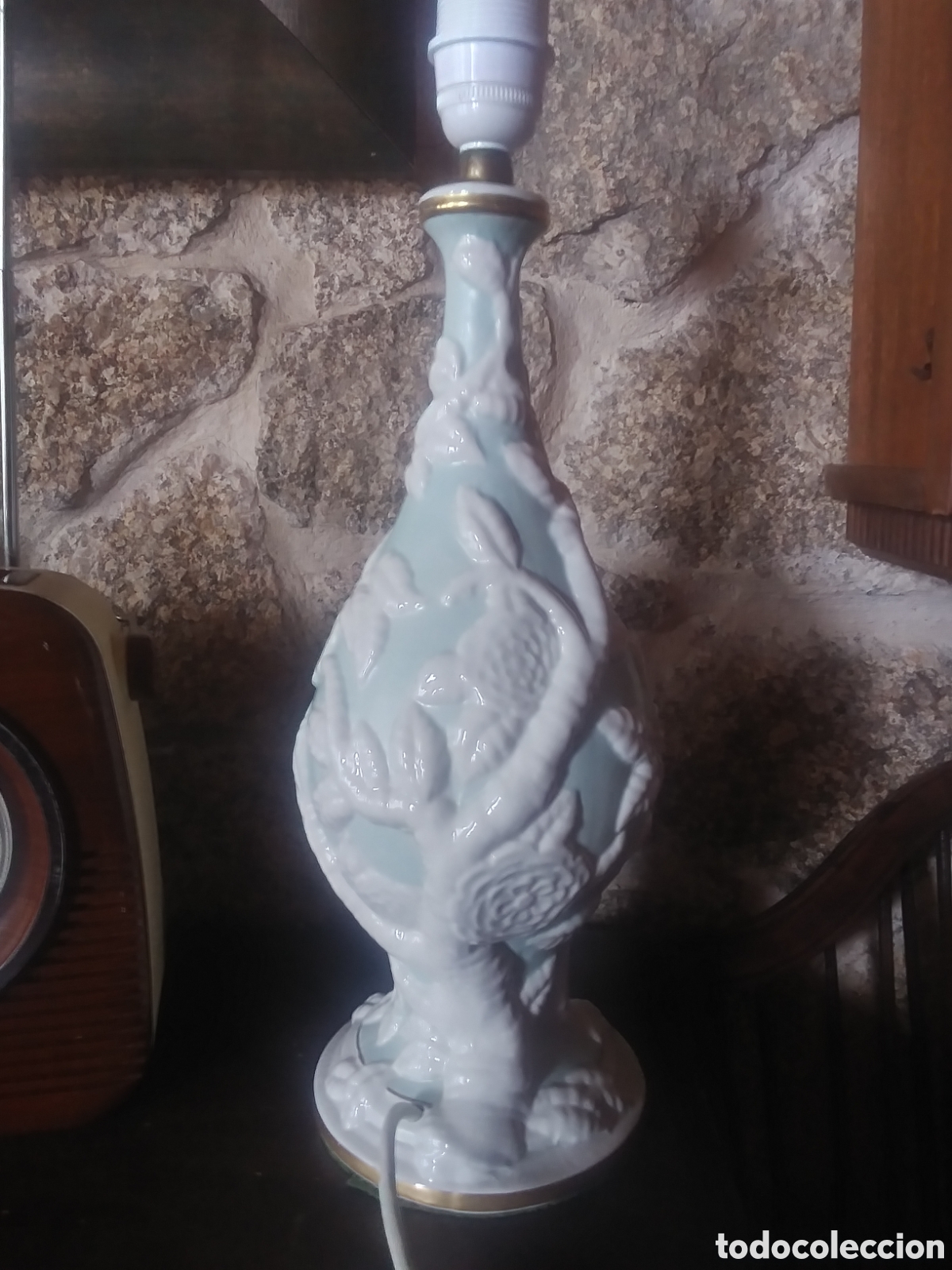 Vintage: Lampara bicolor Manises 40 cm