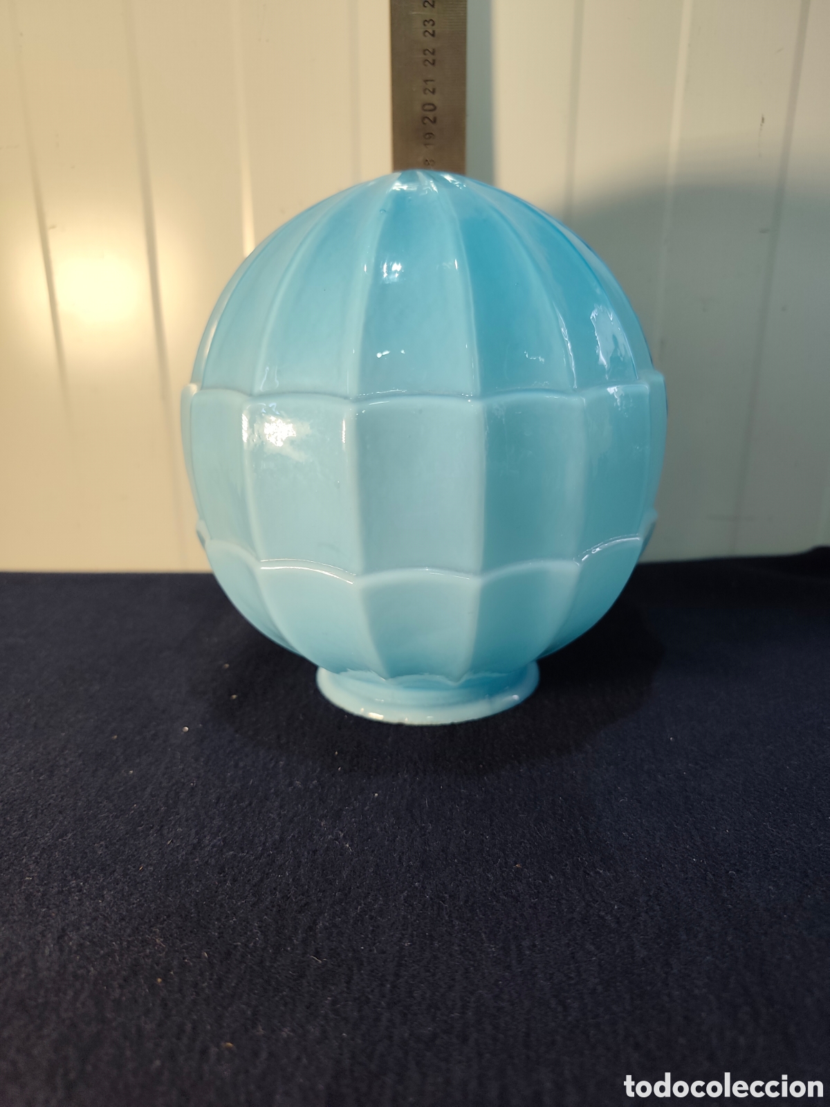 Vintage: Preciosa Tulipa Esf&eacute;rica Vintage Cristal Opalino Azul Turquesa - Mid-Century