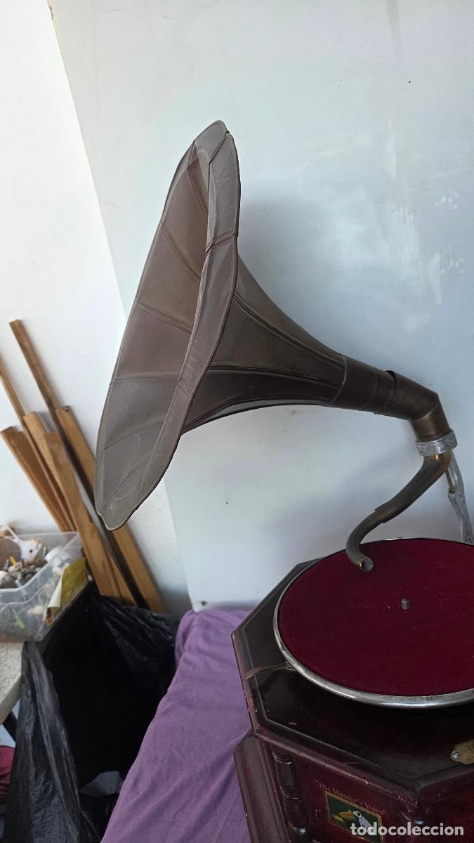Vintage: gramola antigua de madera la voz de su amo - Foto 5