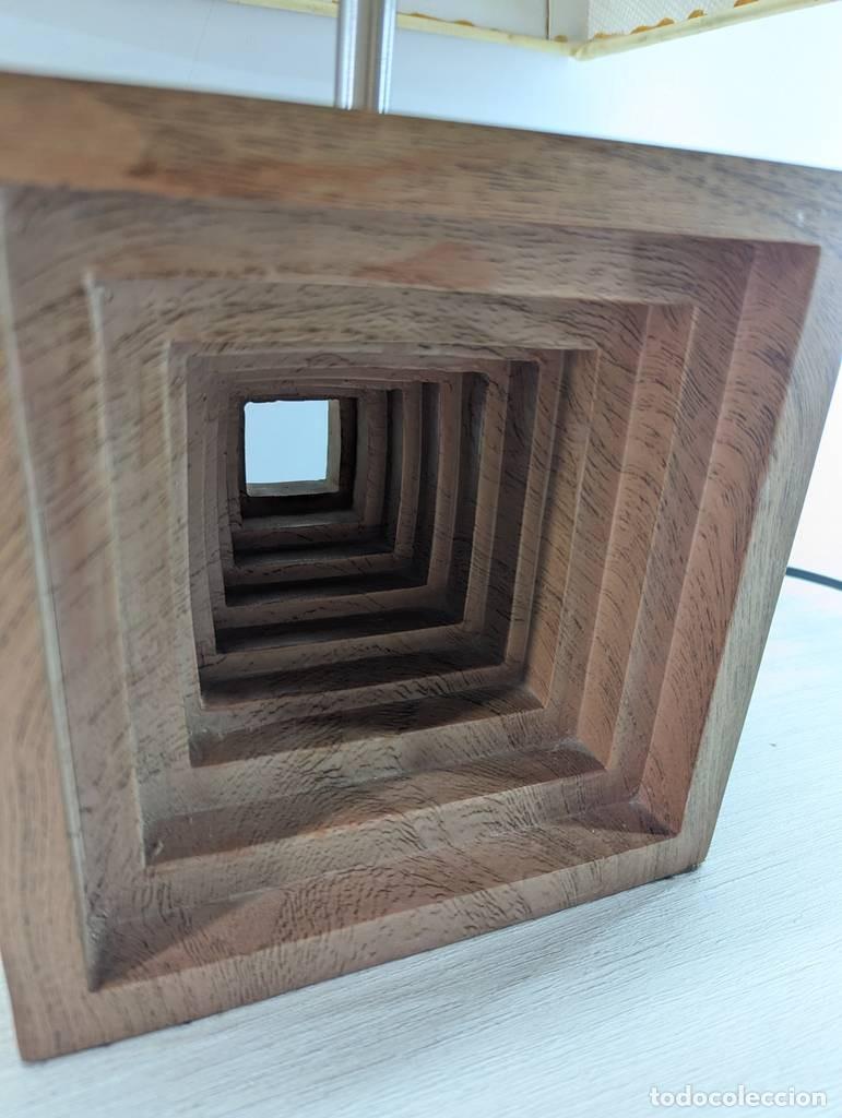 Vintage: L&Aacute;MPARA T&Uacute;NEL DE MADERA - Foto 4