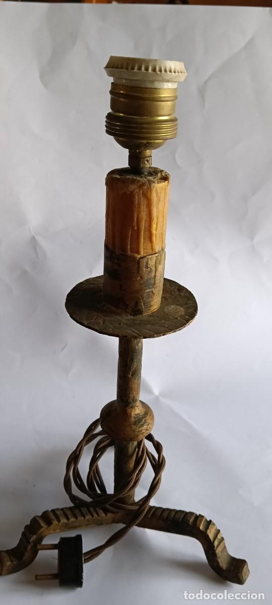 Vintage: Pareja L&aacute;mparas Sobremesa Candelabro Vintage Metal Dorado Cable Tela Nuevo