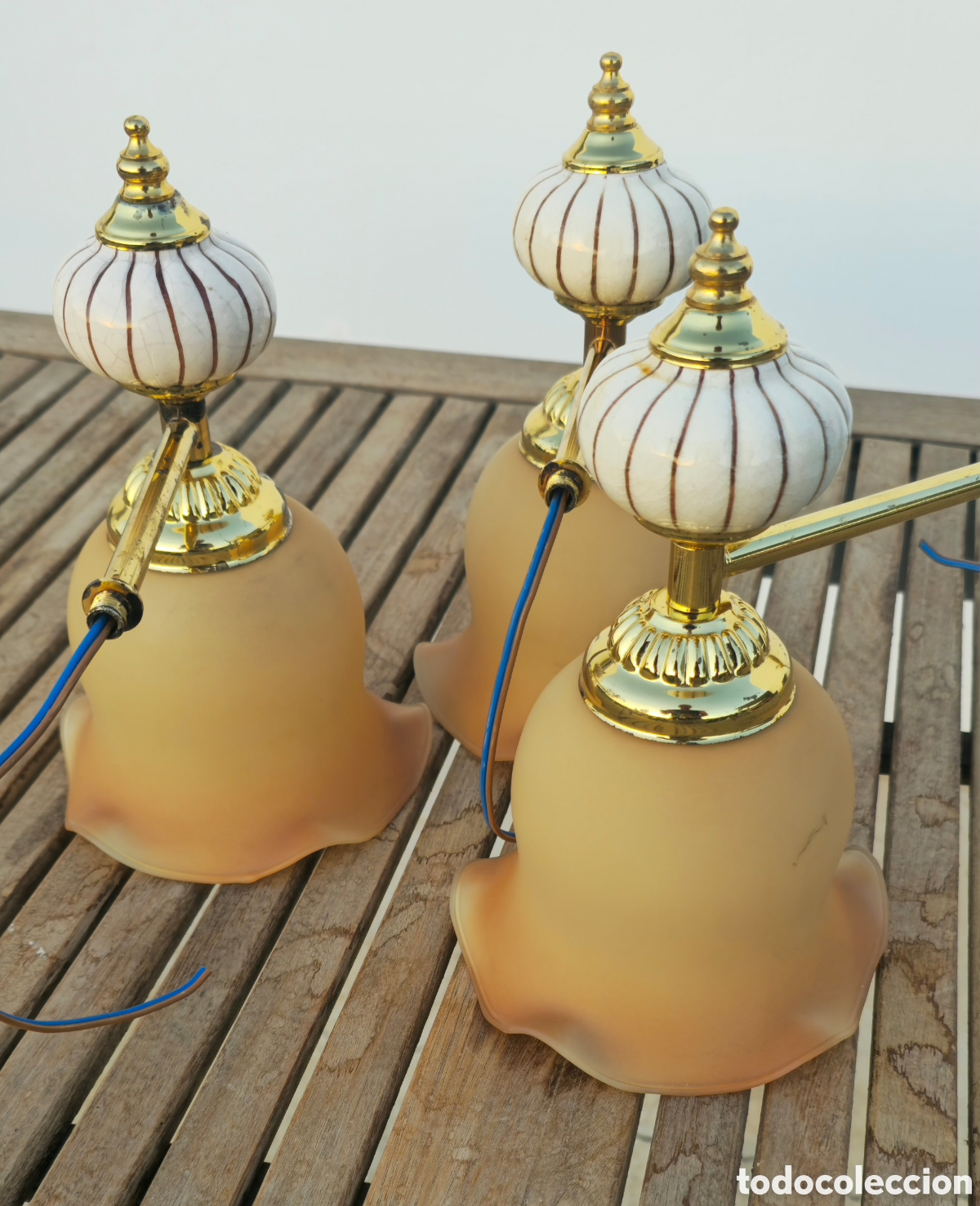 Vintage: 3 apliques cristal ambar