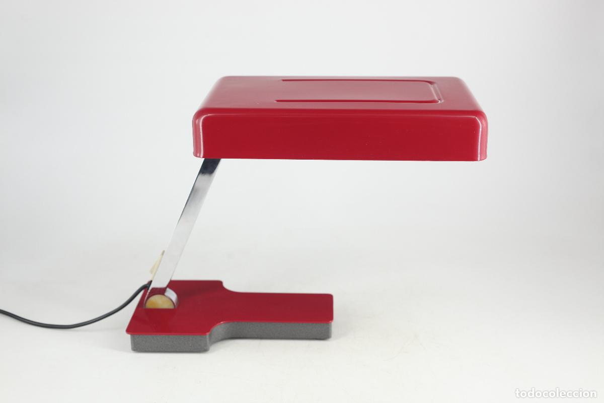 Vintage: L&aacute;mpara Mini FASE plegable minifase vintage space age cromado rojo Tom&aacute;s Diaz Magro Espa&ntilde;a 70s