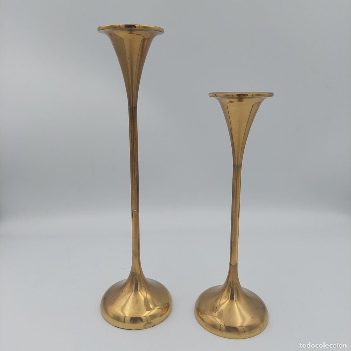 Vintage: Pareja de candelabros laton modernistas daneses Cawa
