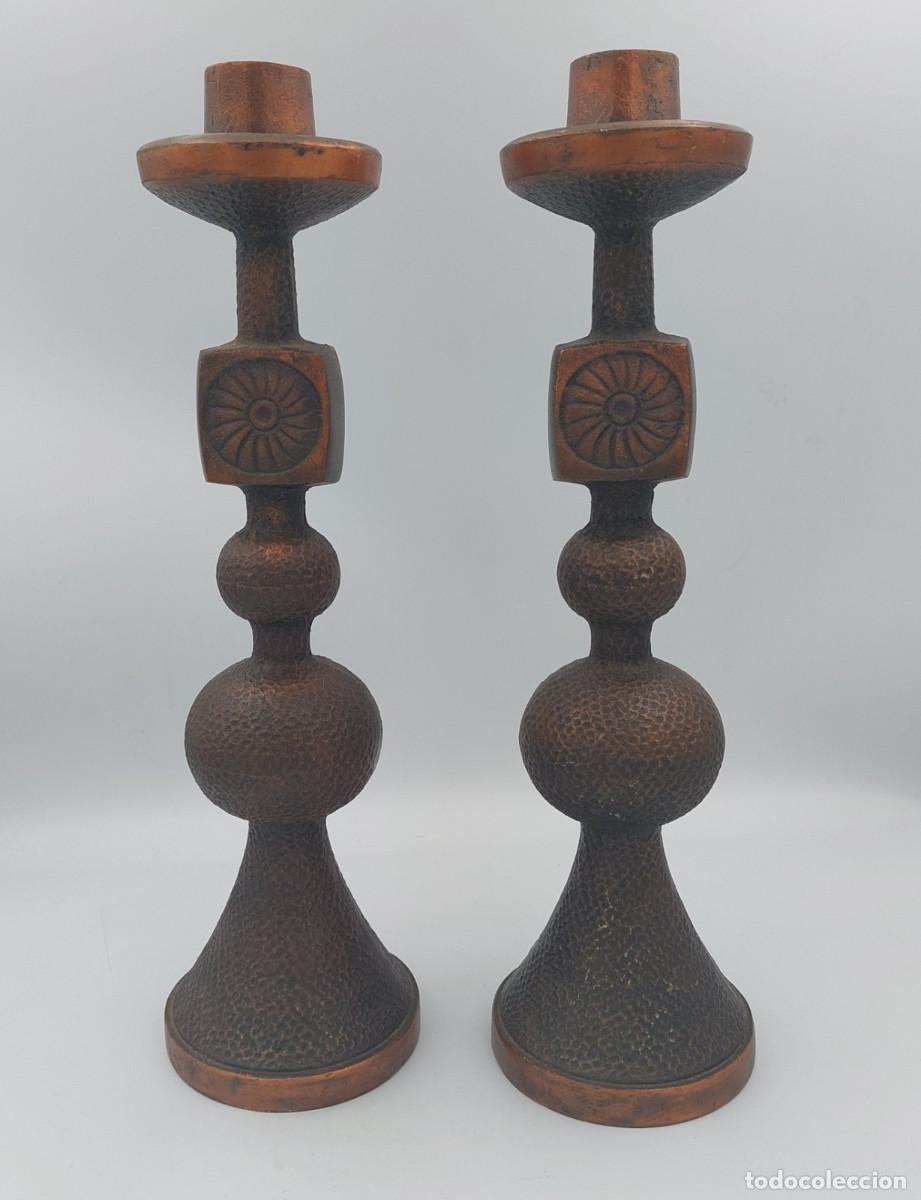 Vintage: Pareja de candelabros brutalistas bronce Rusia
