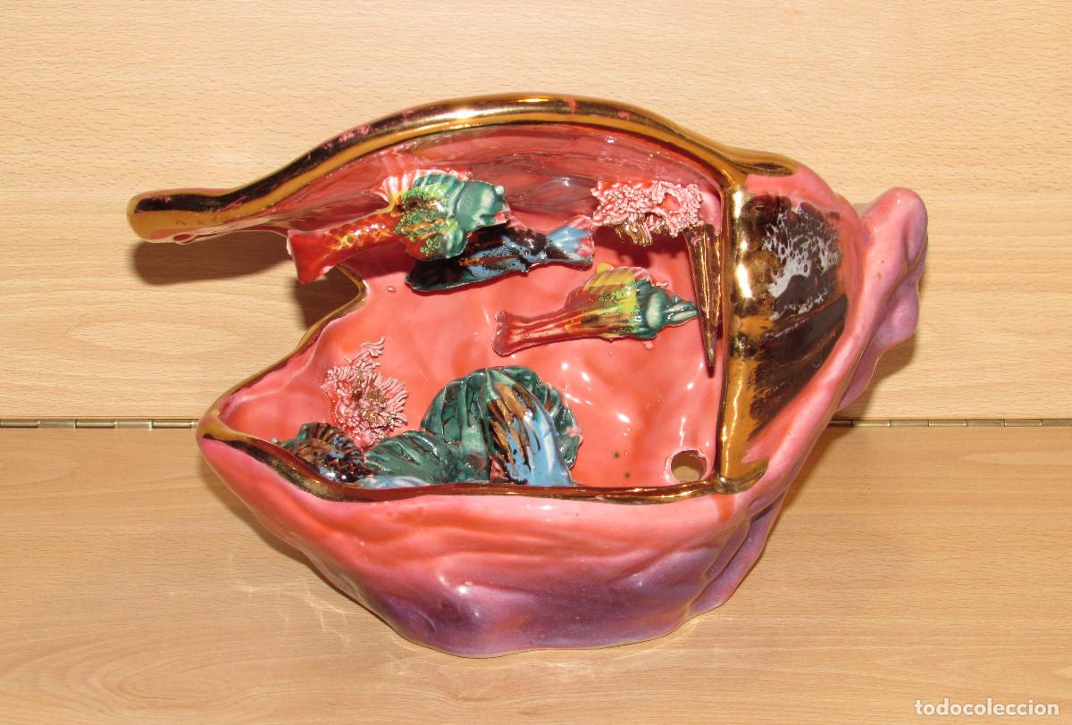 Vintage: Figura tulipa marina para l&aacute;mpara almeja rosa grande vintage Vallauris cer&aacute;mica Francia kitsch 1960