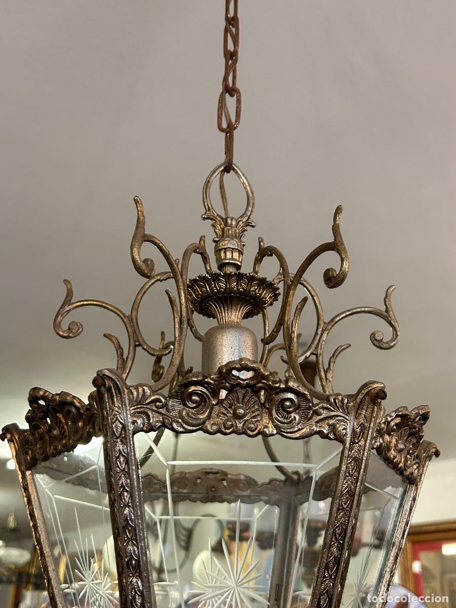 Vintage: L&aacute;mpara de techo Bronce y Cristal - Foto 2