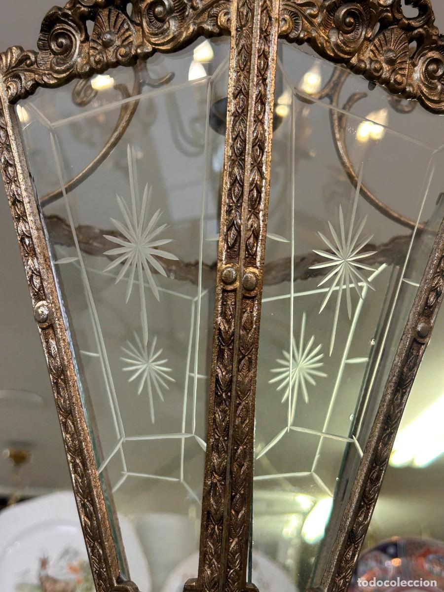 Vintage: L&aacute;mpara de techo Bronce y Cristal - Foto 3