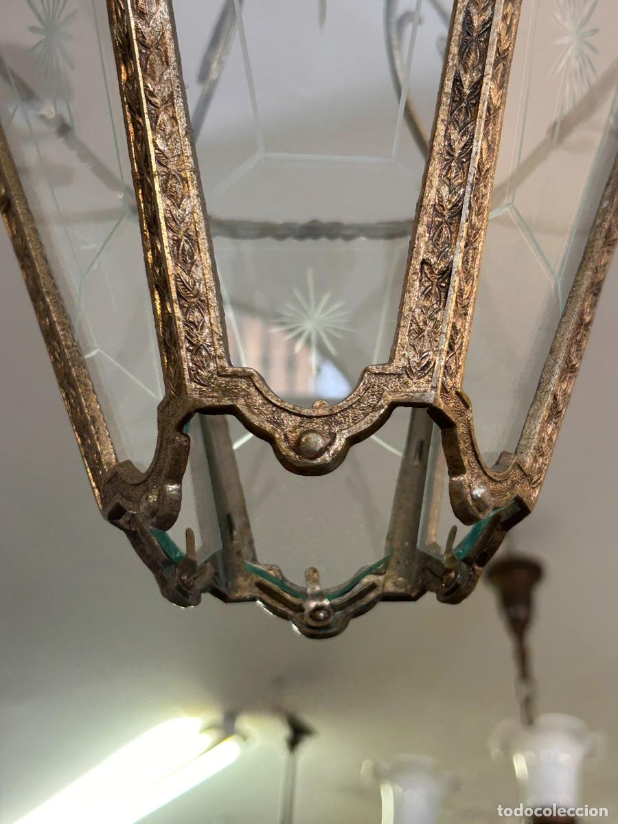 Vintage: L&aacute;mpara de techo Bronce y Cristal - Foto 6