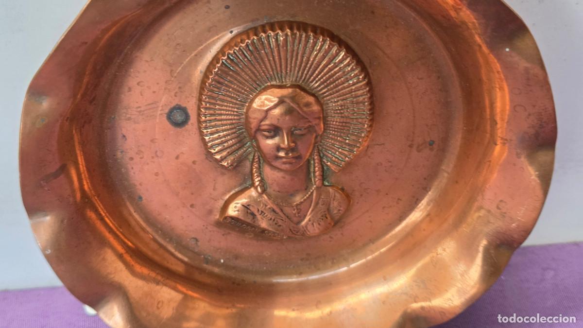Vintage: plato de cobre con cristo - Foto 2