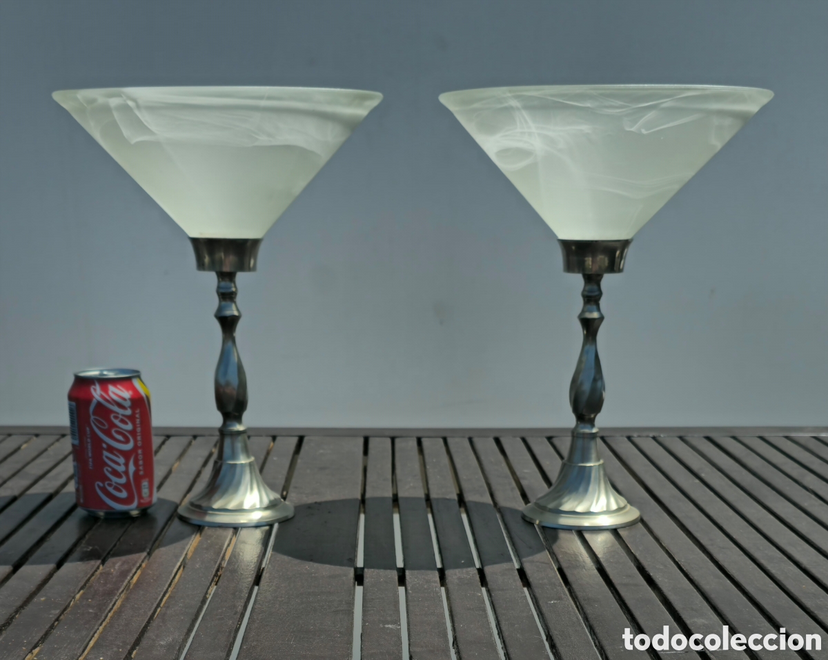 Vintage: Pareja de portavelas con tulipas