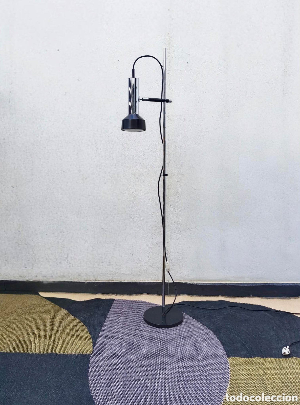 Vintage: LAMPARA PIE STAFF L401 ALEMANIA 1970s // VINTAGE DISE&Ntilde;O MODERN MID CENTURY SPACE AGE NEGRO CROMADO