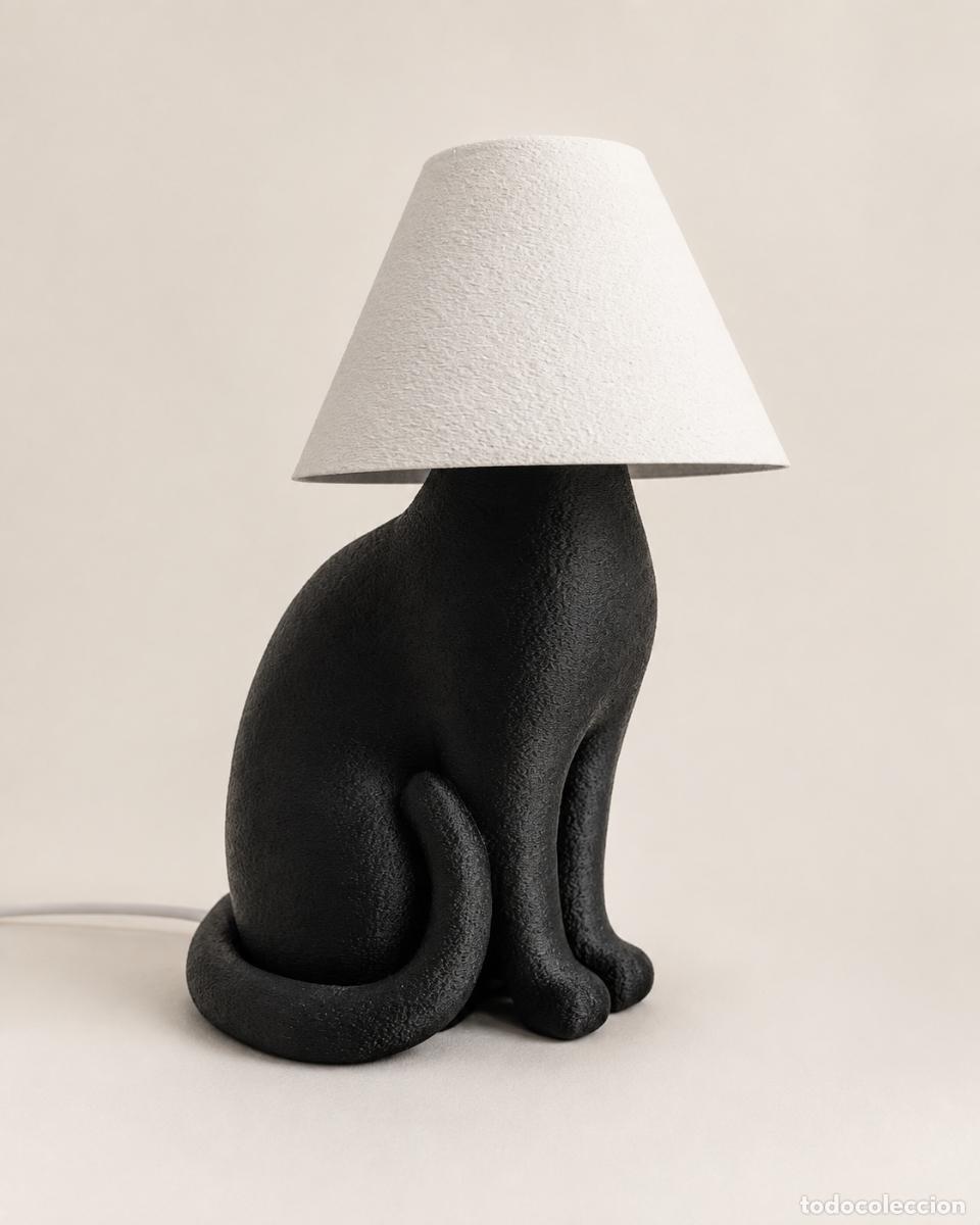 Vintage: L&aacute;mpara decorativa de gato negra &ndash; 25 &times; 20 cm