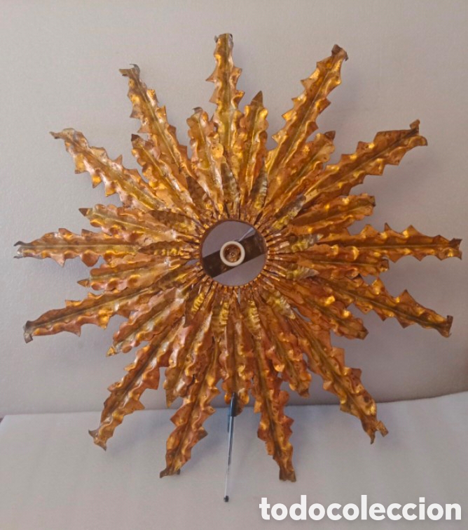Vintage: Lampara techo sol sunburst original vintage hojas doradas