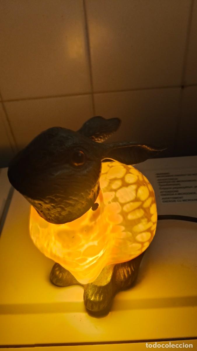 Vintage: Lampe bronze et patte de verre style tiffany 1970