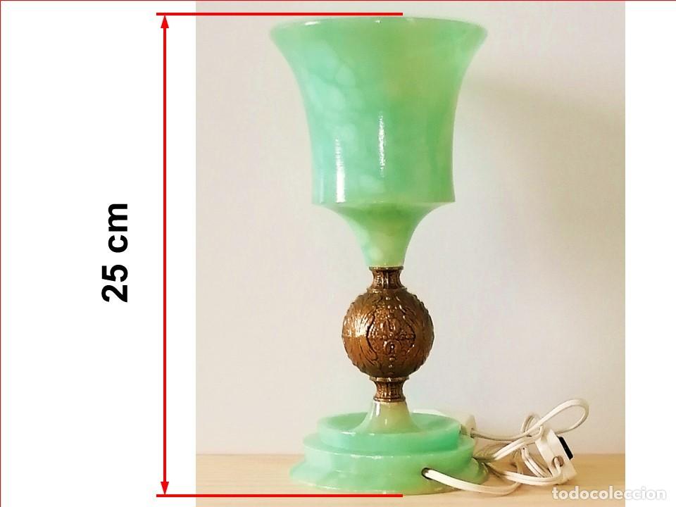 Vintage: JARR&Oacute;N Y L&Aacute;MPARA DE ALABASTRO VERDE - Foto 4