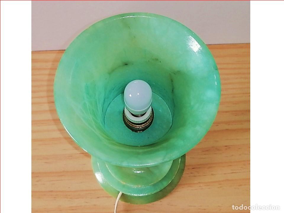 Vintage: JARR&Oacute;N Y L&Aacute;MPARA DE ALABASTRO VERDE - Foto 5