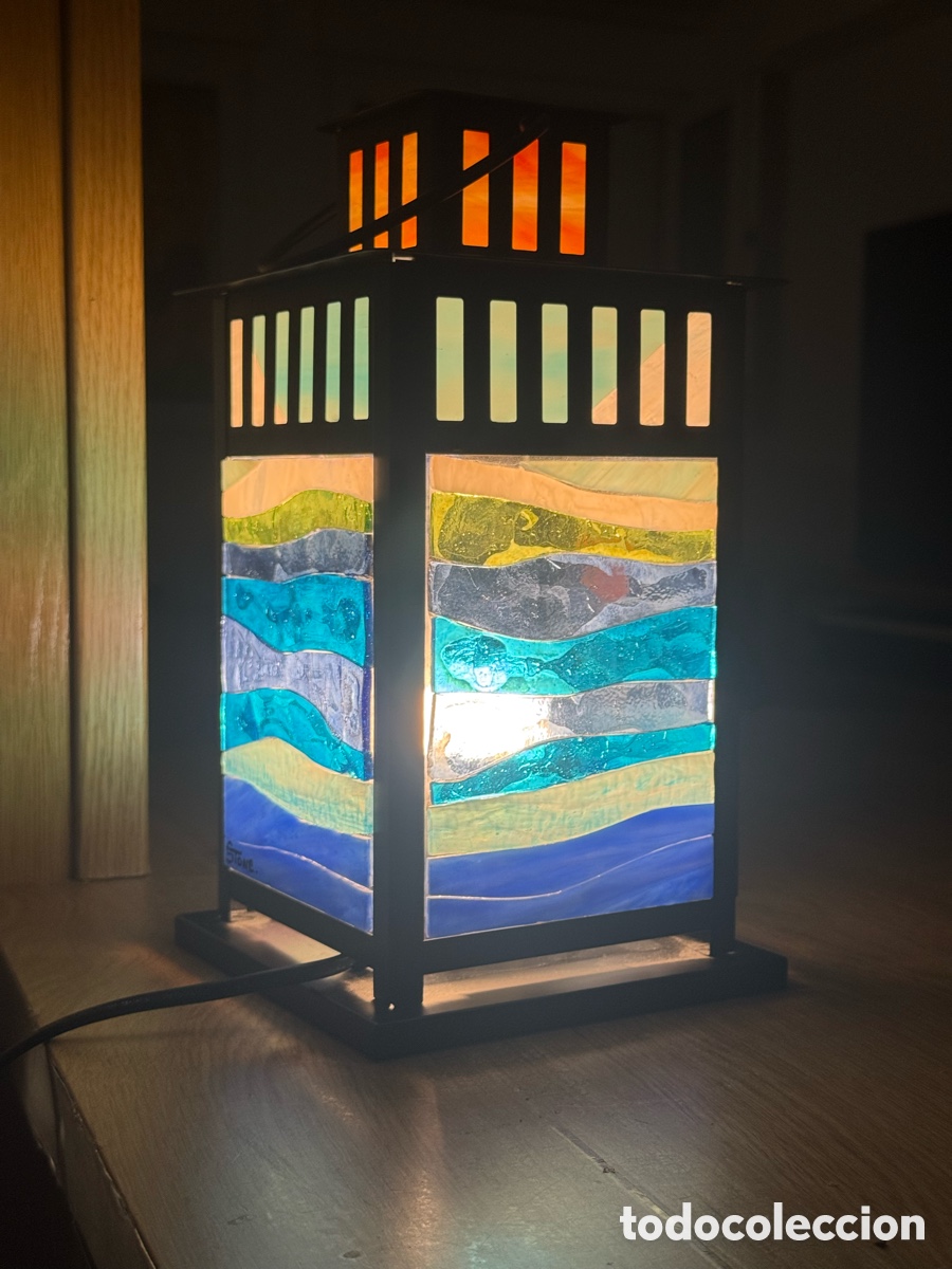 Vintage: L&aacute;mpara de vidrio vitral - Foto 11