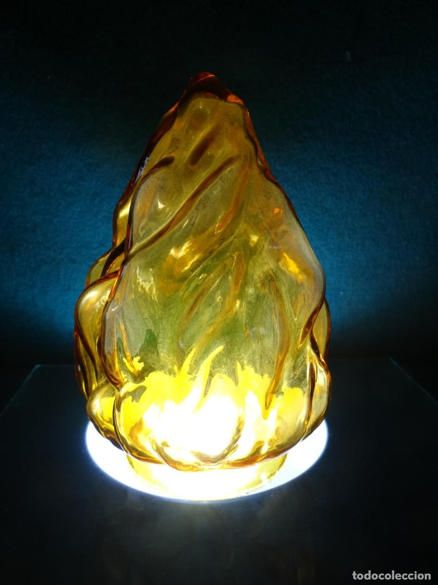 Vintage: TULIPA MODERNISTA. CRISTAL AMBAR EN FORMA DE LLAMA,