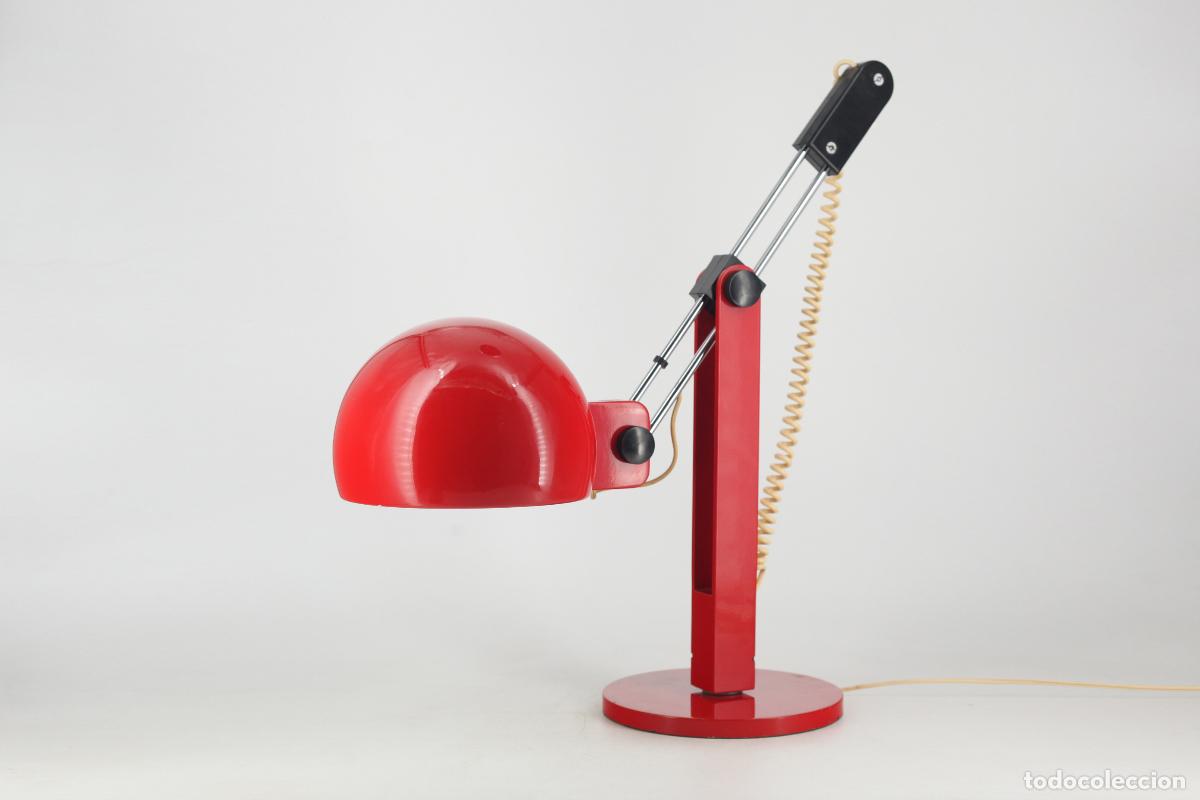 Vintage: L&Aacute;MPARA SOBREMESA TRAMO EQUIPO TRET METAL ROJO VINTAGE RETRO SPACE AGE ESPA&Ntilde;A 70'S