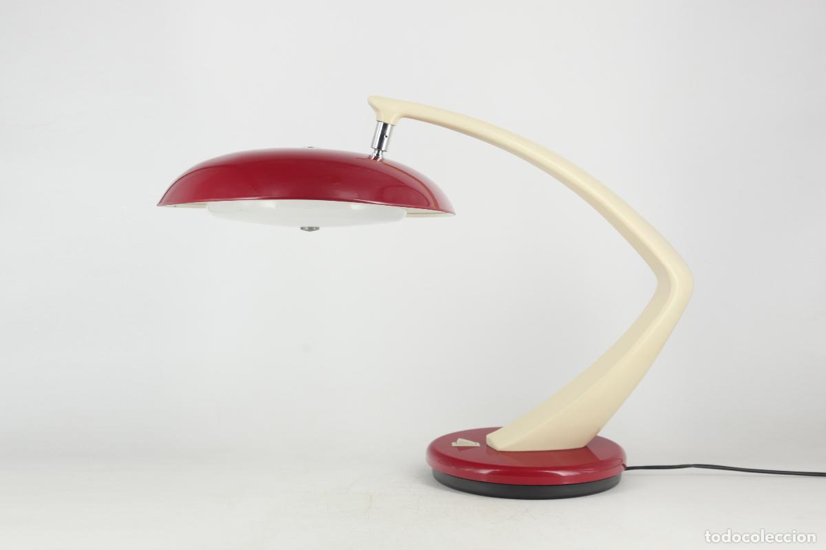 Vintage: lampara fase Boomerang 64 sobremesa negro gris vintage retro Espa&ntilde;a 70's
