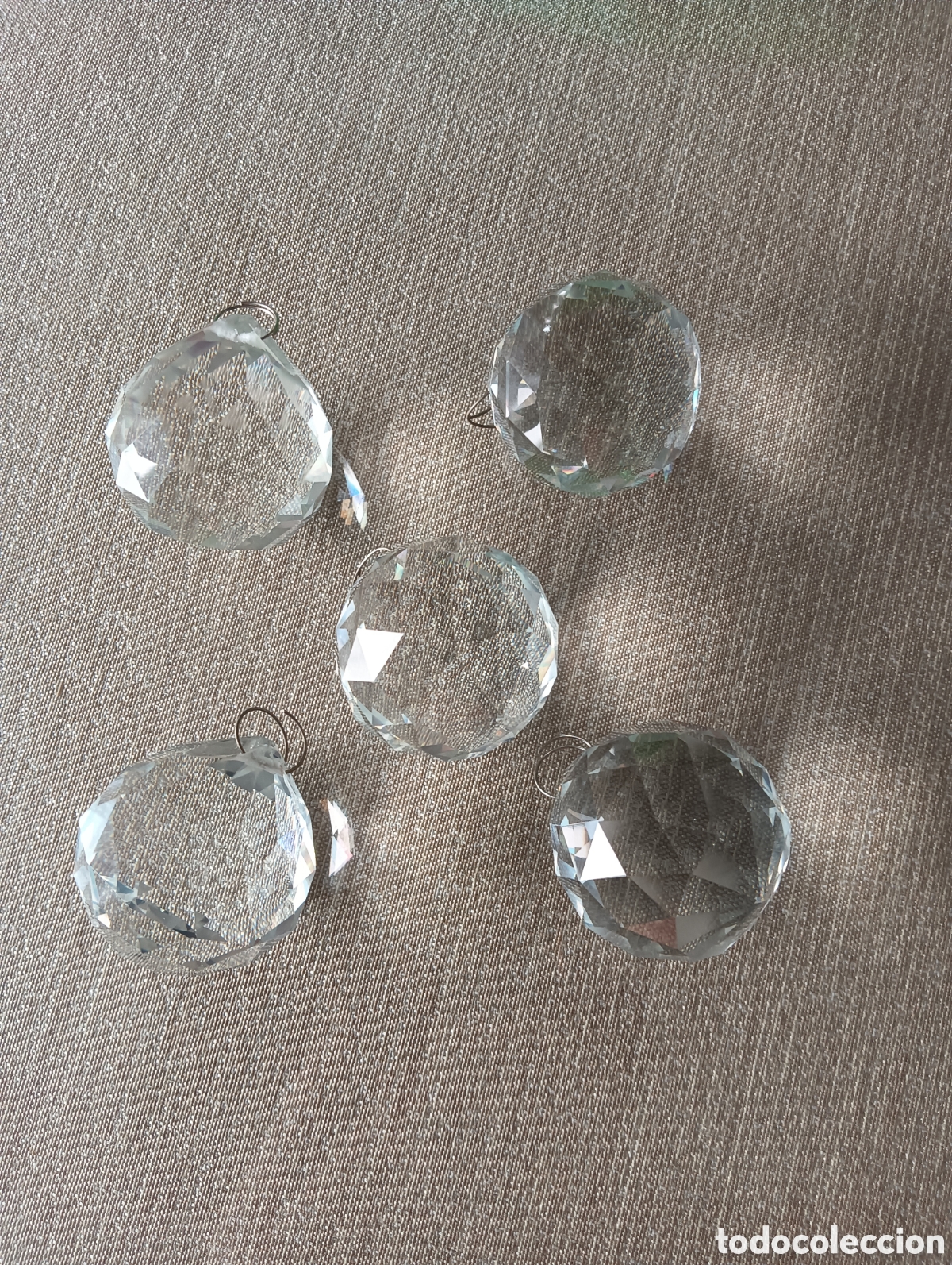 Vintage: 5 Bolas cristal facetado para remate de l&aacute;mpara o Feng Shui