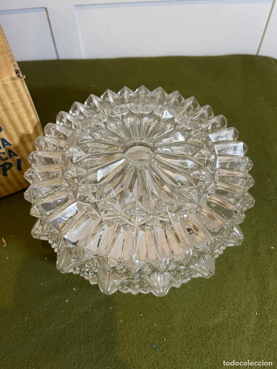 Vintage: Plaf&oacute;n vintage CARPI cristal prensado 20 cm con base blanca &ndash; L&aacute;mpara techo a&ntilde;os 70 retro