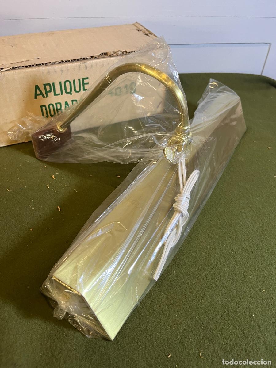 Vintage: Aplique ilumina cuadros vintage dorado 2 luces E14 con caja original NOS l&aacute;mpara para cuadros espejo