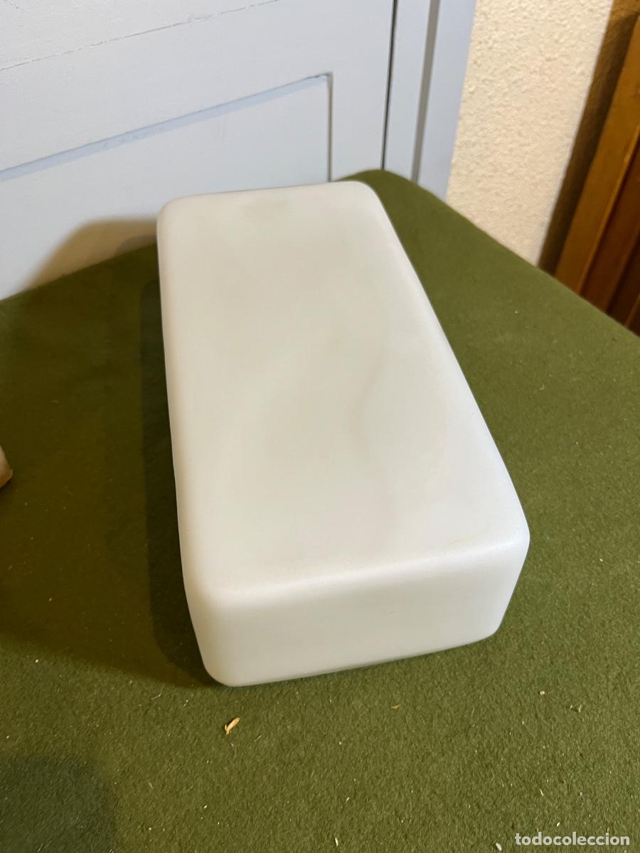 Vintage: Plaf&oacute;n rectangular CARPI cristal opal mate 24 cm vintage techo o pared a&ntilde;os 70 con caja original Ref