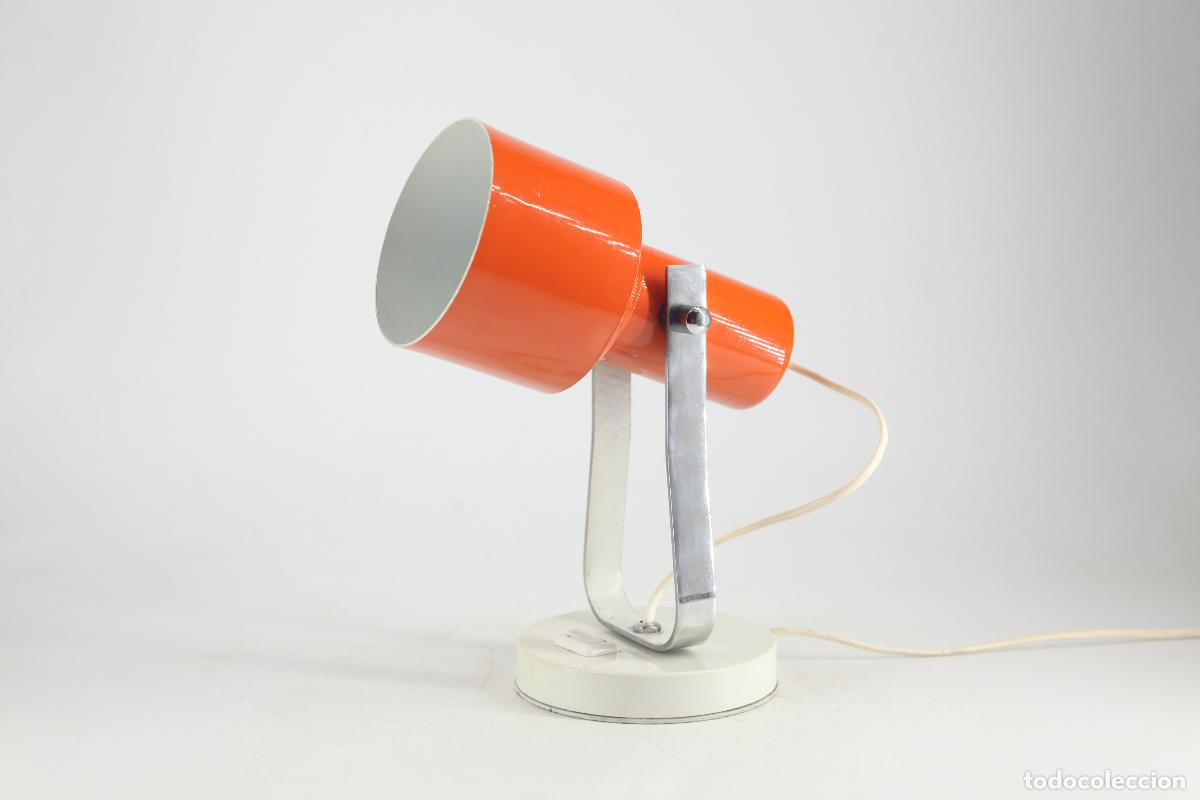 Vintage: lampara aplique vintage foco Macia metal lacado naranja blanco cromado espa&ntilde;a a&ntilde;os 70