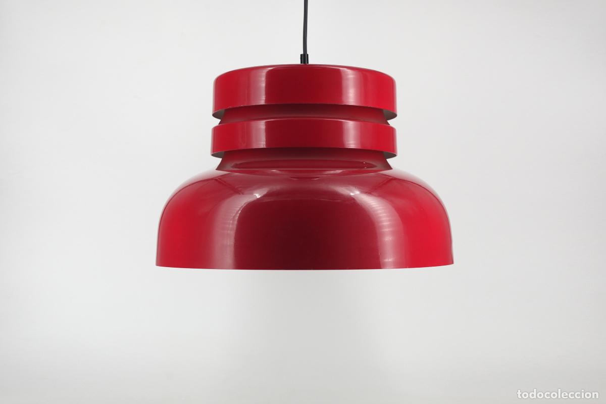 Vintage: lampara techo vintage metal lacado rojo retro a&ntilde;os 70