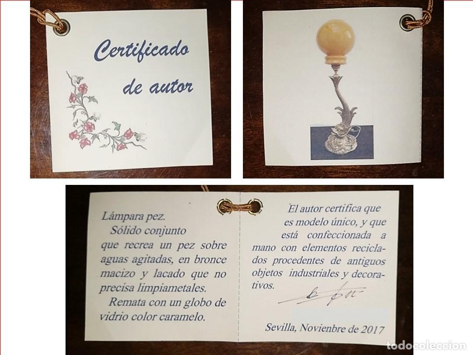 Vintage: L&Aacute;MPARA PISCIS DE SOBREMESA - Foto 4