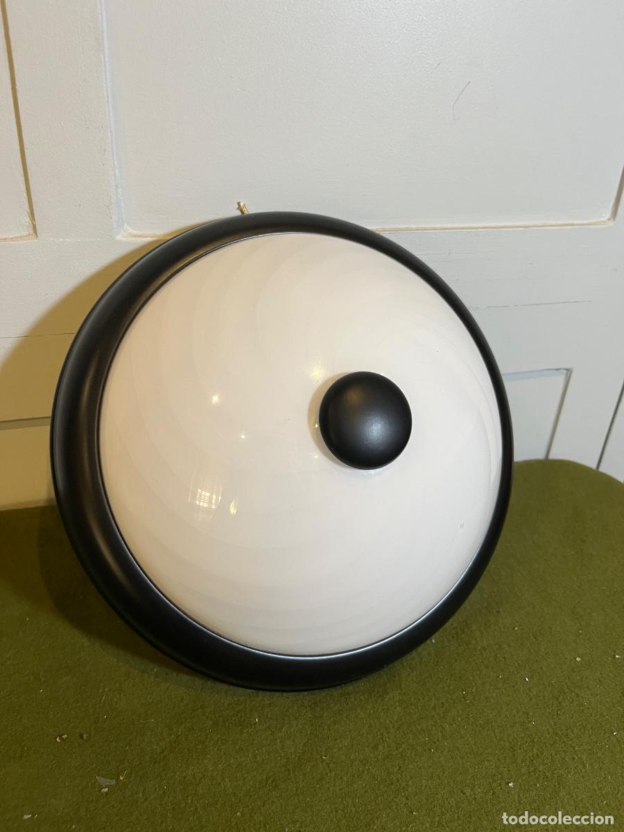 Vintage: Plaf&oacute;n vintage cristal opalino blanco espiral 25 cm negro mate &ndash; L&aacute;mpara de techo o pared estilo Art